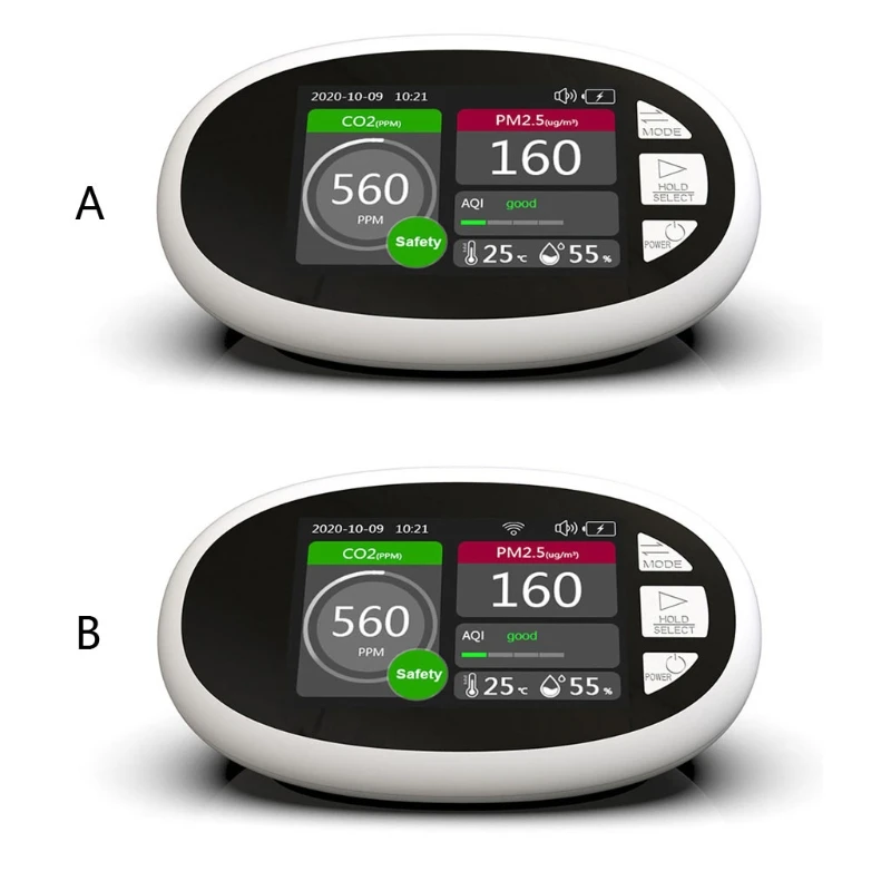 

Air Quality Detector Monitor Gas Detector AQI Temperature Humidity CO2 Meter F3MB