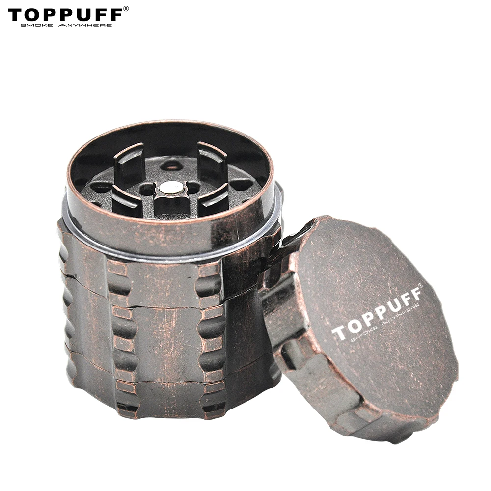 

TOPPUFF Zinc Alloy Herb Grinder 4 Part 45 MM Heavy With Sharp Blade Teeth Gear Spice Tobacco Grinder Crusher Hand Miller