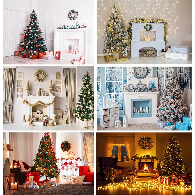 

Christmas Indoor Theme Photography Background Fireplace Children Portrait Backdrops For Photo Studio Props 21712 YXSD-02