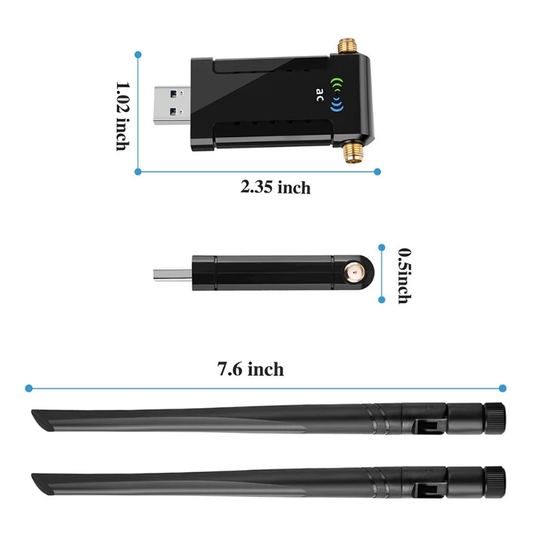 

USB WiFi Adapter for PC 802.11AC 1200Mbps USB3.0 Network Card 1200m Dual Frequency Wireless Network Card Wifi Receiving