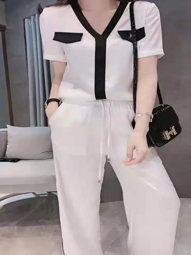 

Color Block Short Sleeve Casual Suit, S-XL
