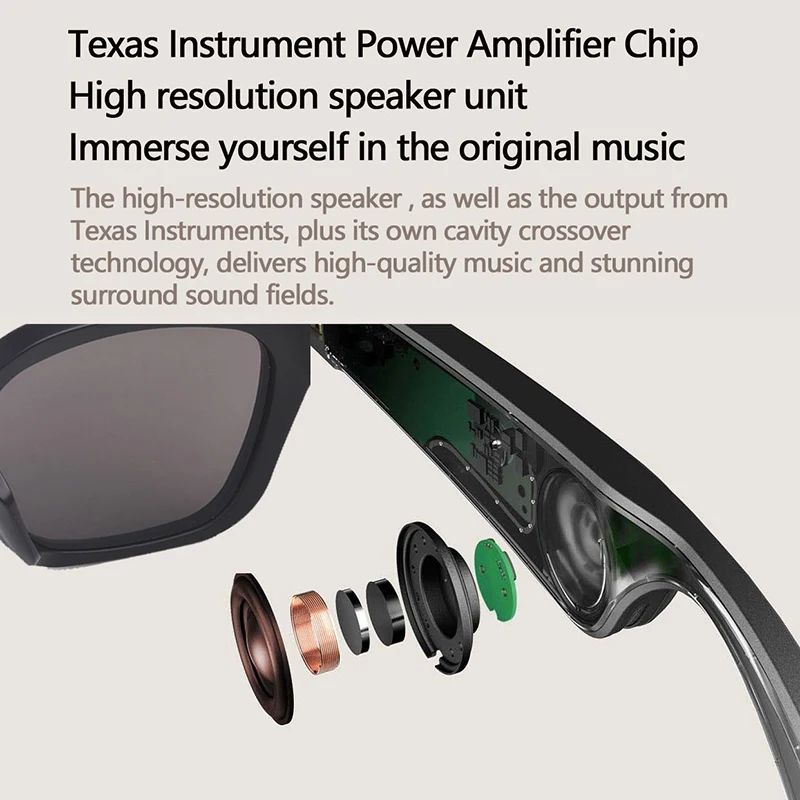 저렴한 블루투스 5.0 안경, 음성 통화 안경, 음악 감상 스마트 선글라스, 처방 렌즈 옵션 스마트 안경