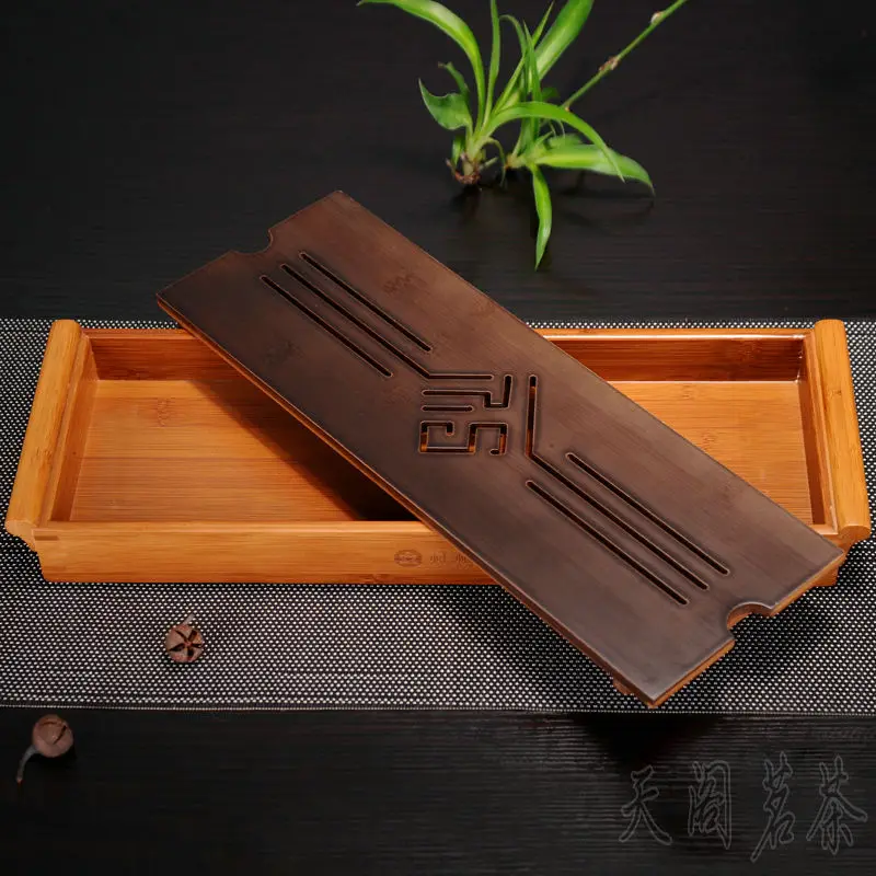[GRANDNESS] Оригинальный бамбуковый поднос для чая зеленое китайское блюдо воды 39*13