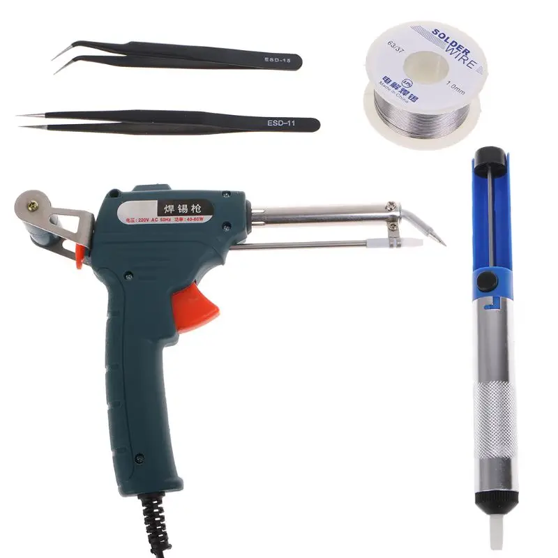 

5pcs 220V External Heat Electric Tin Soldering Iron Kit Automatic Send Tin Gun Welding Tool