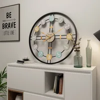 60cm Retro Large Wall Clock Metal Roman Numeral DIY Home Decor Wall Clock Living Room Bar Cafe Decor Silent Round Watch klokken