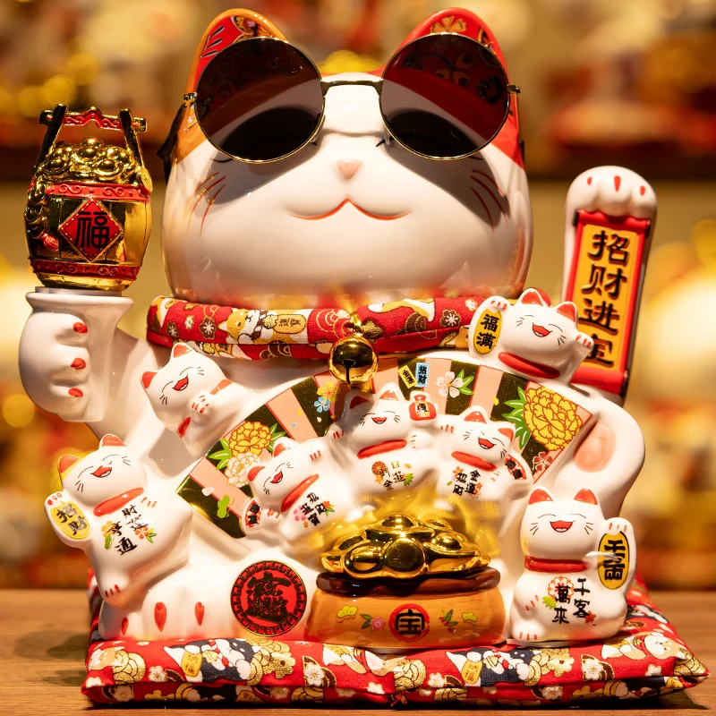 

TT Store Gift Waving Paws Fortune Cat Decoration Opening Gift Lucky Store Large and Small Home Living Room Waving