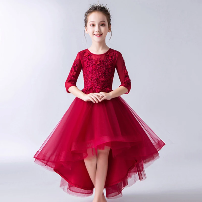 Style 4 Платья с длинными рукавами и открытыми плечами для девочек; цвет красный, розовый, белый; Платья с цветочным узором для девочек на свадьбу; Детские платья для первого причастия - Цвет: Style 4