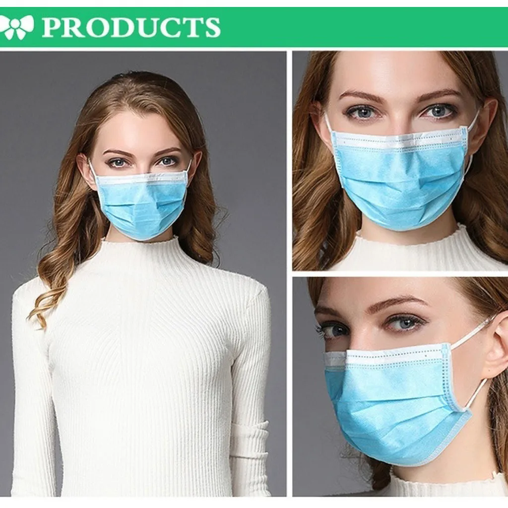 

1PC Masks higienica White and blue non-woven disposable Masks anti pollution triple layer protective Mask unisex