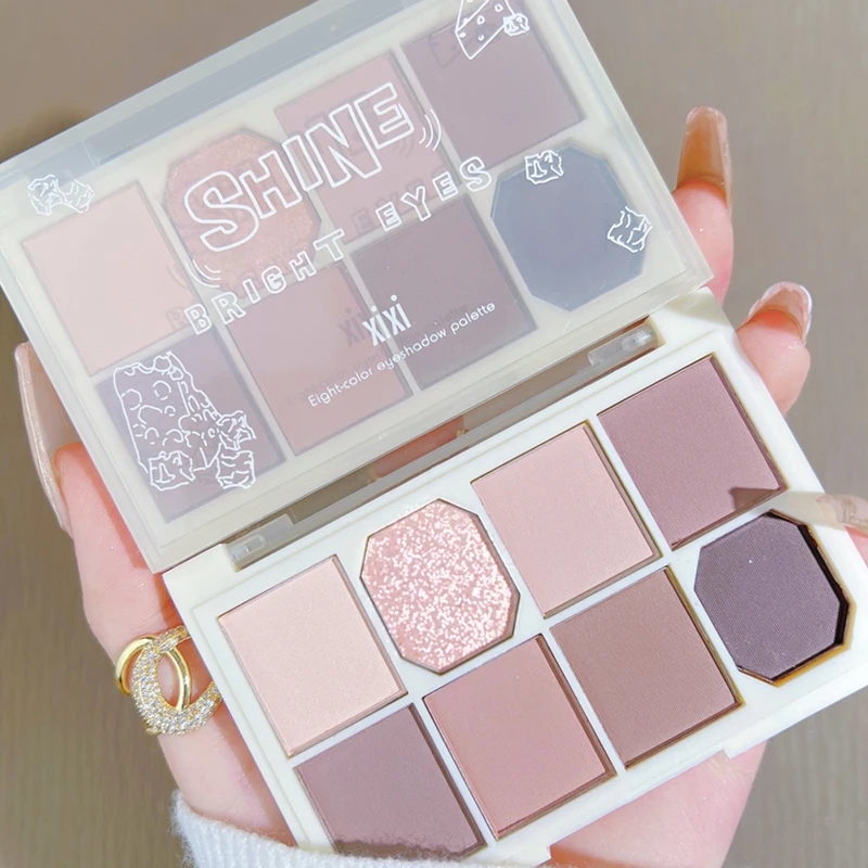 

Shiny Bright Eyes 8 Color Eye shadow Palette Glitter Matte Shimmer Eye Makeup Pigmented Long Lasting Waterproof Smooth Cosmetics