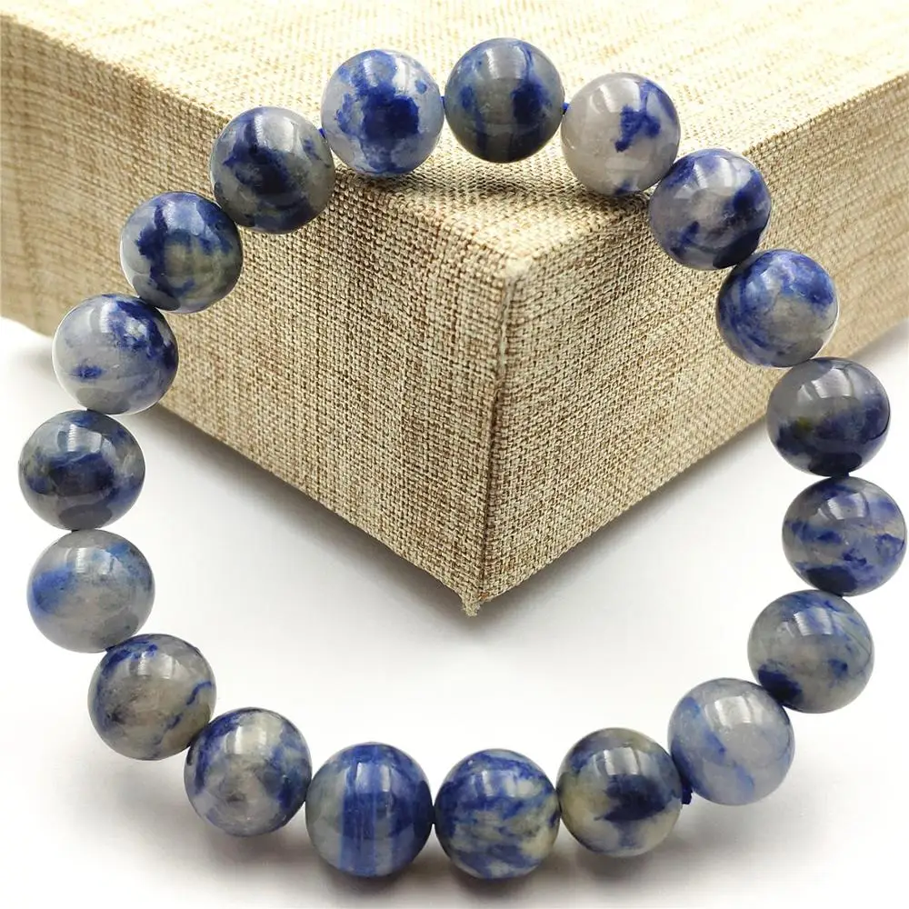 Круглый браслет из 100% натурального синего дюмортиерита кварца рутилированного