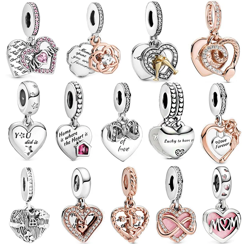 

Gran oferta De corazón De plata De ley 925 encantos Original Pandora pulseras De las mujeres De la joyería De moda DIY perlas Fa