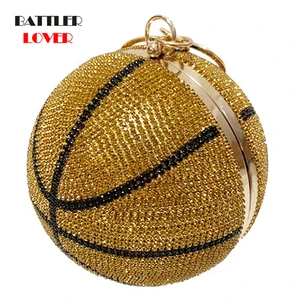Luxury Basketball Diamond Ball Design Women Party Purses and Handbag Female Shoulder Chain Clutch Totes Wedding Dinner Flaps