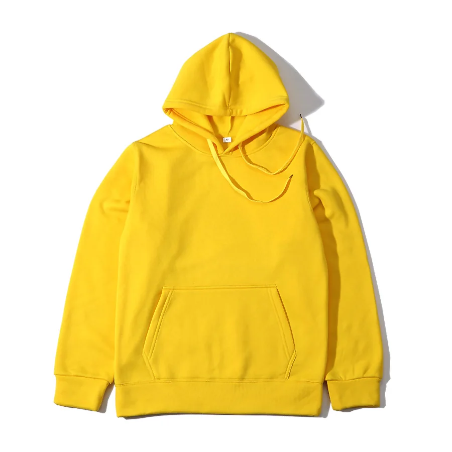 Solid Color Hooded Sweatshirt for Men and Women American Style Street Loose All-match Fleece-lined Thickened Jacket for Winter