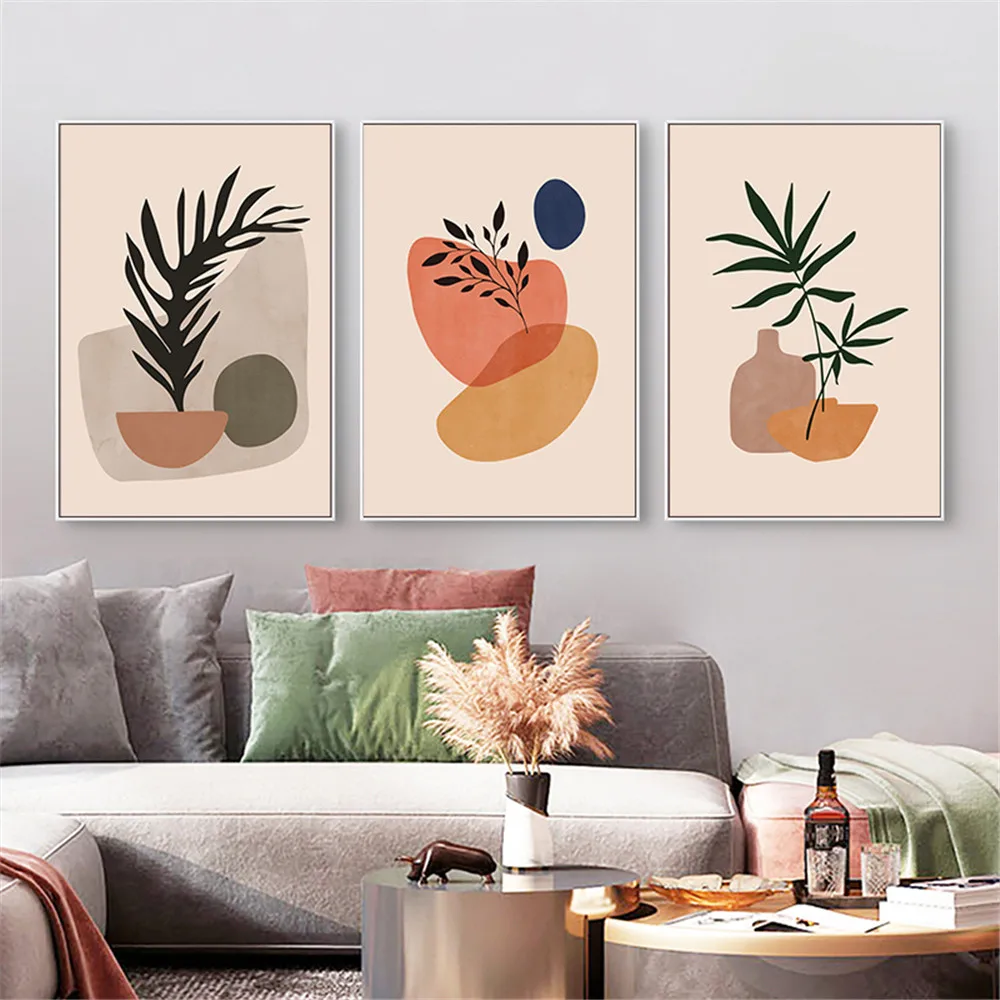 

Boho Abstract Leaf Plant Wall Art Poster And Print Landscape Botanical Canvas Painting Nordic Pictures Living Room Home Decor