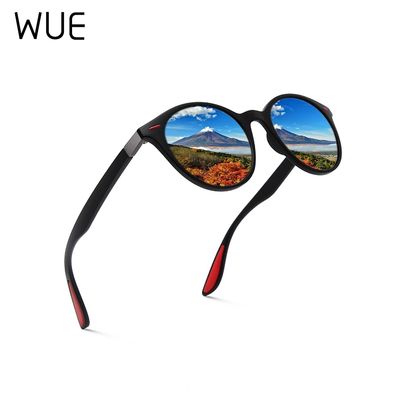 

wue Fashion Men Polarized Sunglasses Women Round TR90 Frame Brand Designer Driving Sun Glasses Oculos De Sol UV400