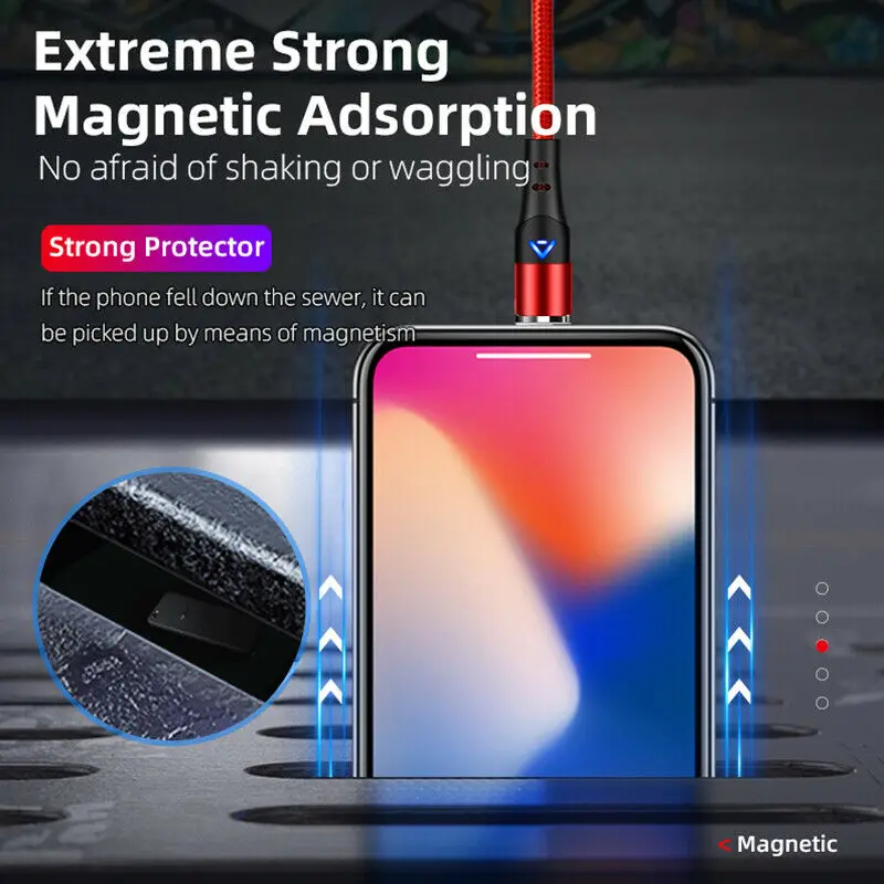1m 2m 3A QC3.0 Магнитный зарядный кабель для быстрой зарядки Micro usb type C синхронизации