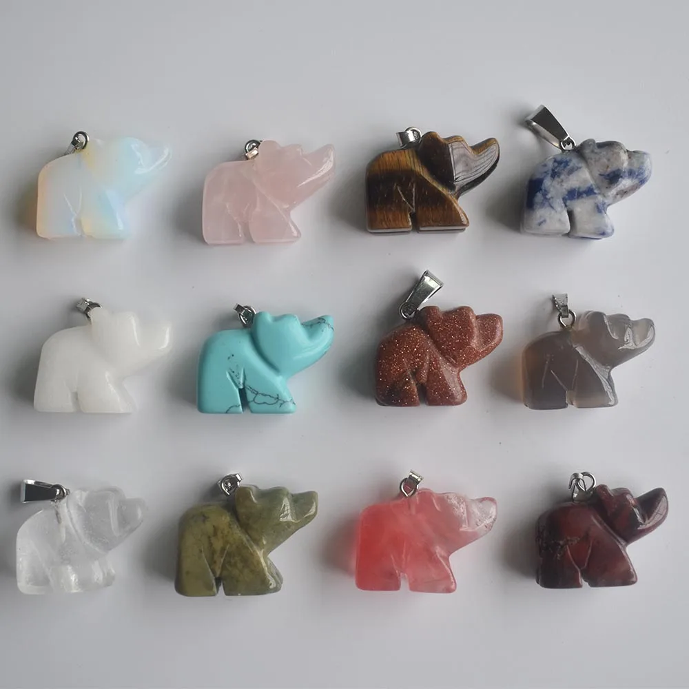

2020 Fashion assorted natural stone mixed bear pendants charms for necklace jewelry marking 12pcs/lot Wholesale free shipping