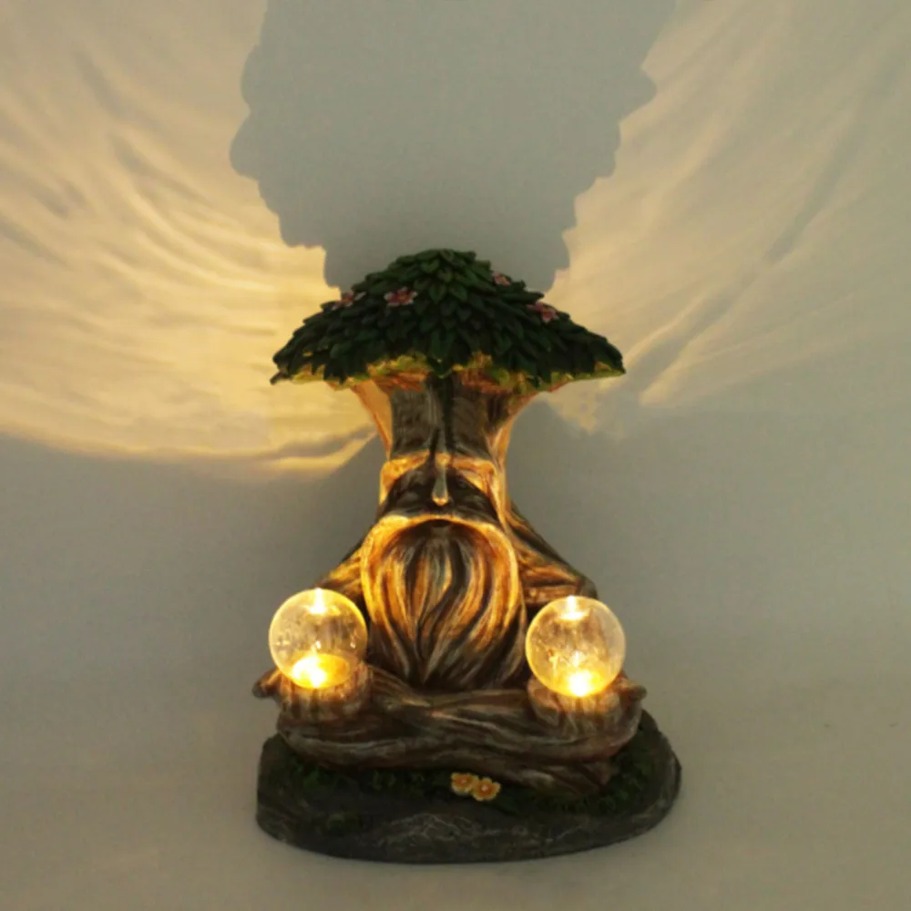 

Ornaments Resin Statue With Solar Led Light Garden Statues Figurine Durable 18*15*28CM Tree Man Creative Courtyard Decoration