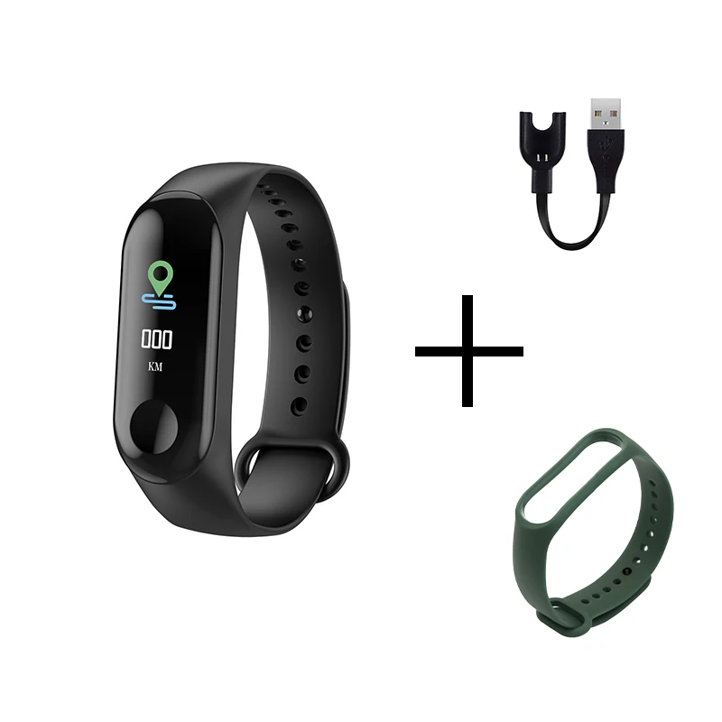 Black Green M3 цветной экран Смарт часы Спорт Фитнес браслет IP67 Водонепроницаемый кровяное давление кислородный трекер активности для мужчин и женщин часы - Цвет: Black Green