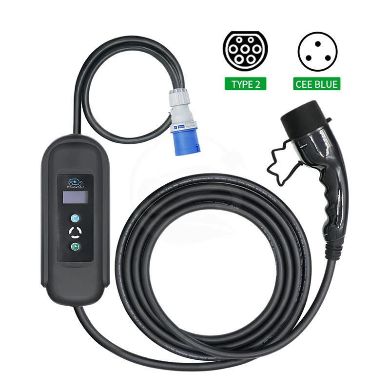 

Портативный адаптер зарядного устройства для электромобилей Тип 2 32A, конвертер IEC62196, домашняя зарядная станция для электромобиля, однофазн...