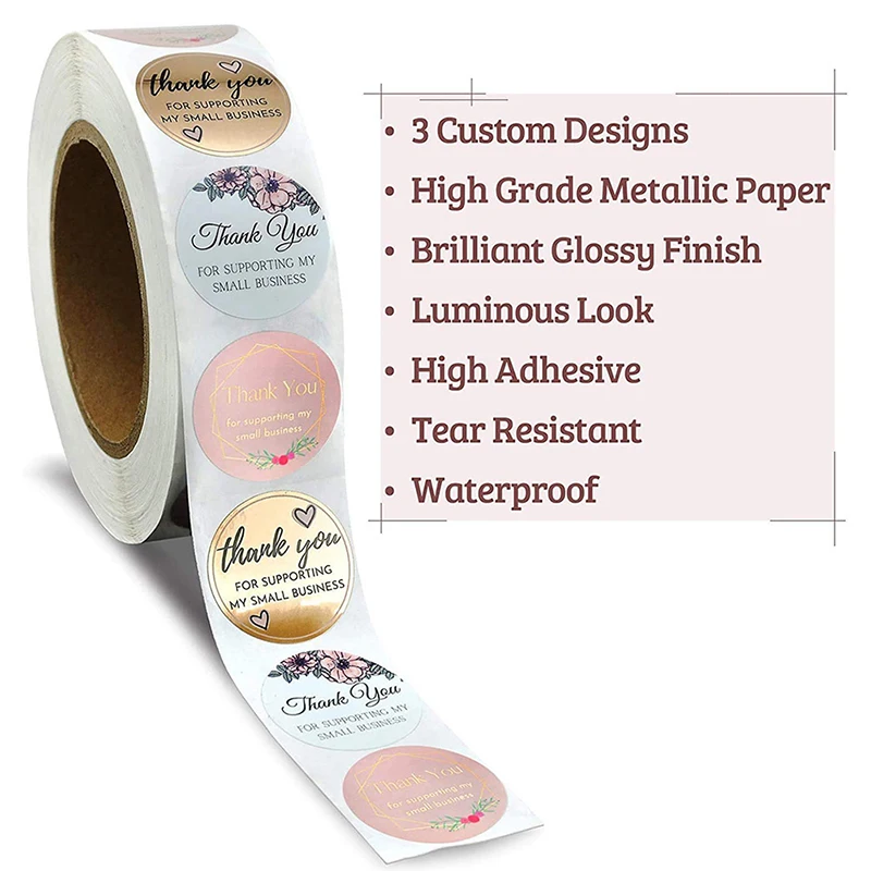 

500PCS/roll thank you for support stickers Gift Seal Labels For Envelope Shop Wrapping