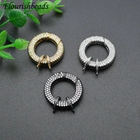 nickle free paved cz beads round circle spring clasps diy jewelry finding connector fit necklace making 10pcs per lot