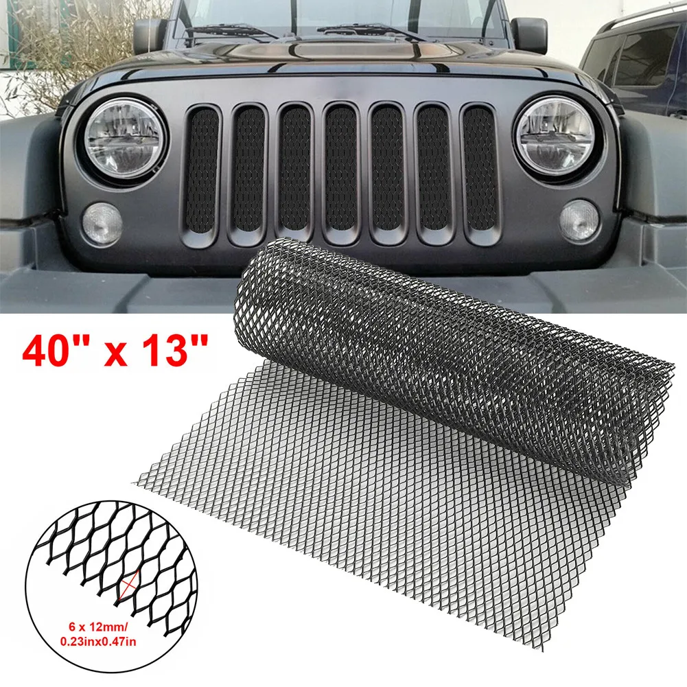 

100x33cm Aluminum Mesh Grill Cover Car Bumper Fender Hood Vent Grille Net Universal Black Wholesale Quick Delivery CSV Hot Sale