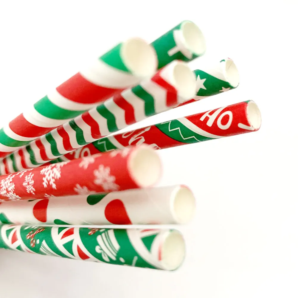 Рождественские серии экологические одноразовые разлагаемые бумажные трубки из
