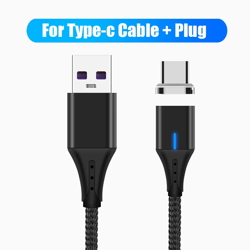 5А Магнитный кабель Supercharge usb type C для huawei P20 Lite P30 Pro Быстрая зарядка быстрое зарядное устройство USB C кабель для samsung S9 S10 - Цвет: Black For Type-c