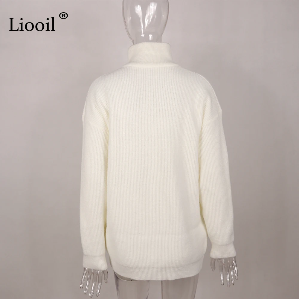 Белый вязаный мешковатый свитер привлекательный пуловер на молнии женские