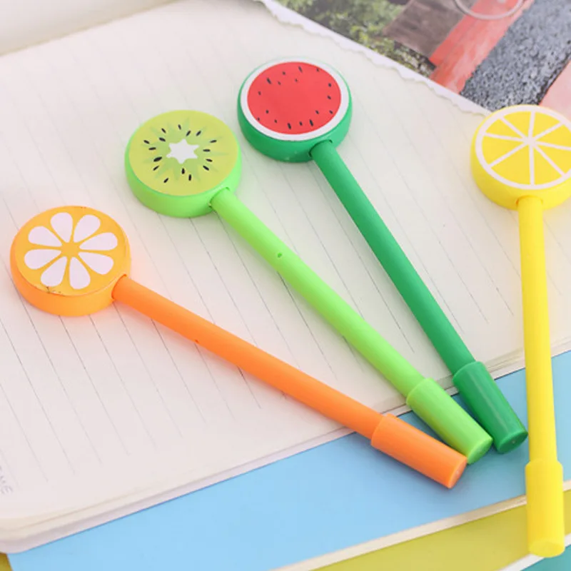 С героями мультфильмов фруктовая гелевая ручка Симпатичные оранжевого цвета с