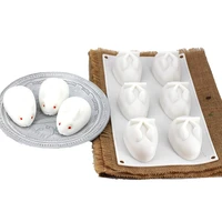 3d rabbit shape silicone soap mold 6 cavity mousse dessert cake baking bunny mold chocolate pastry decoration diy mold