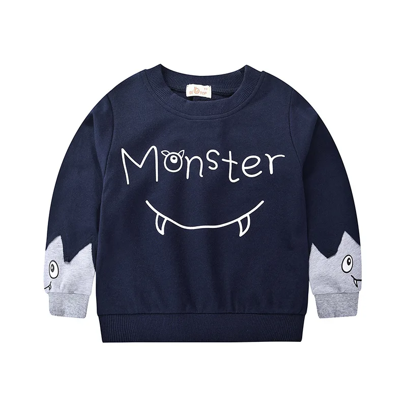 

27kids Autumn Tops Full Long Sleeve Clothes Children's Cartoon Monster Pattern Kids Sweatshirt Casual Cotton 2-9Years