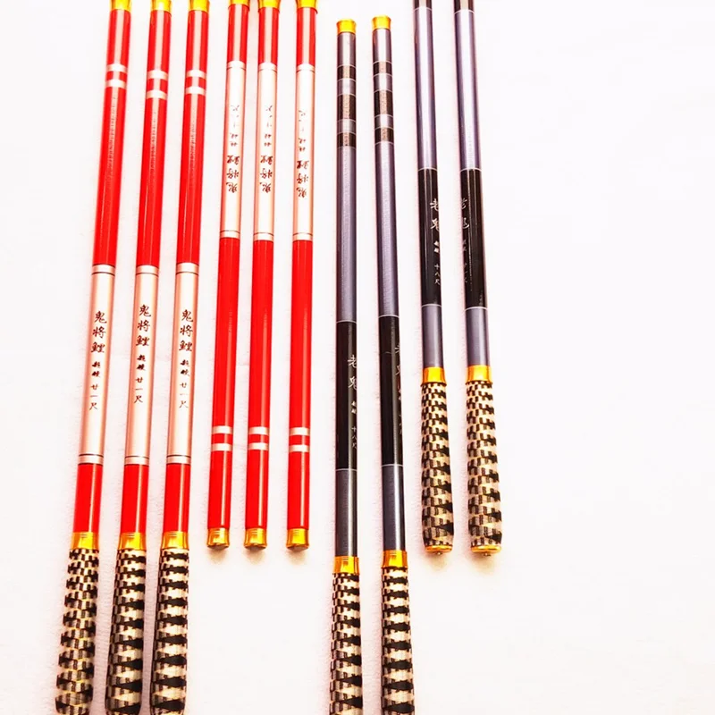 

Telescopic Carbon Hot Fiber Super Hard Ultra Light Carp Fishing Pole Stream Fishing Rod Hooks 2.7~7.2M +1 Spare Top Tips Rod