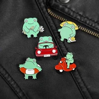 cute funny frog brooch bag clothes backpack lapel enamel pin badges cartoon jewelry gift for friend women accessories