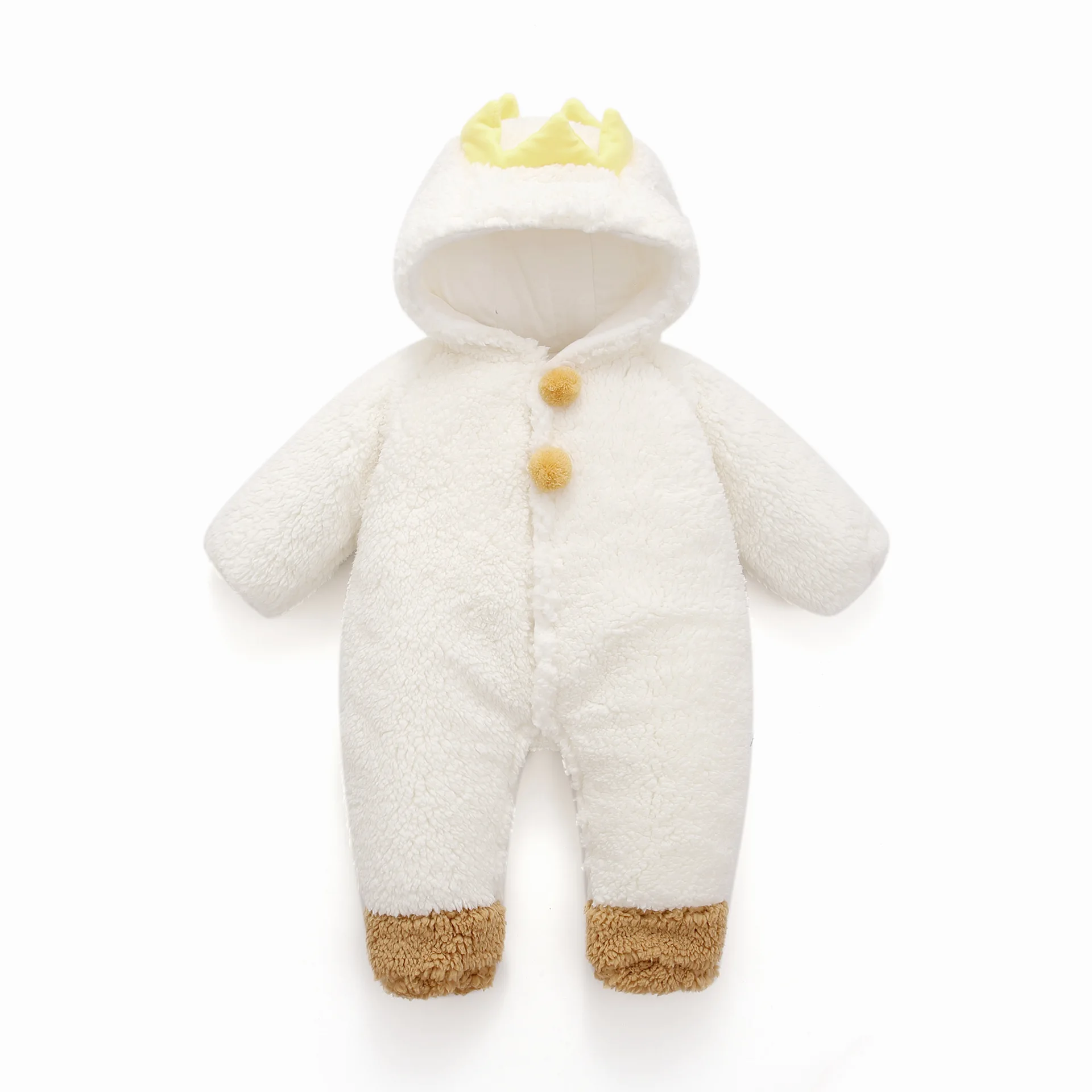 

Toddler Clothes Newborn Baby Boys Girls Winter Casual Rompers Long Sleeve with Hooded Velvet Warm Infant Outfit