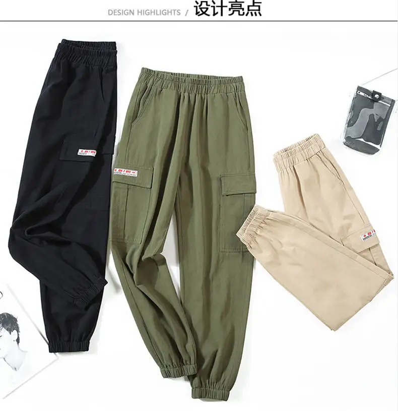 Брюки Карго Для женщин однотонные свободные большие спортивные брюки с