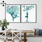 Бирюзовый акварельный Йога позы художественные плакаты и принты Современная Абстрактная Картина на холсте Настенная картина офисная фотография