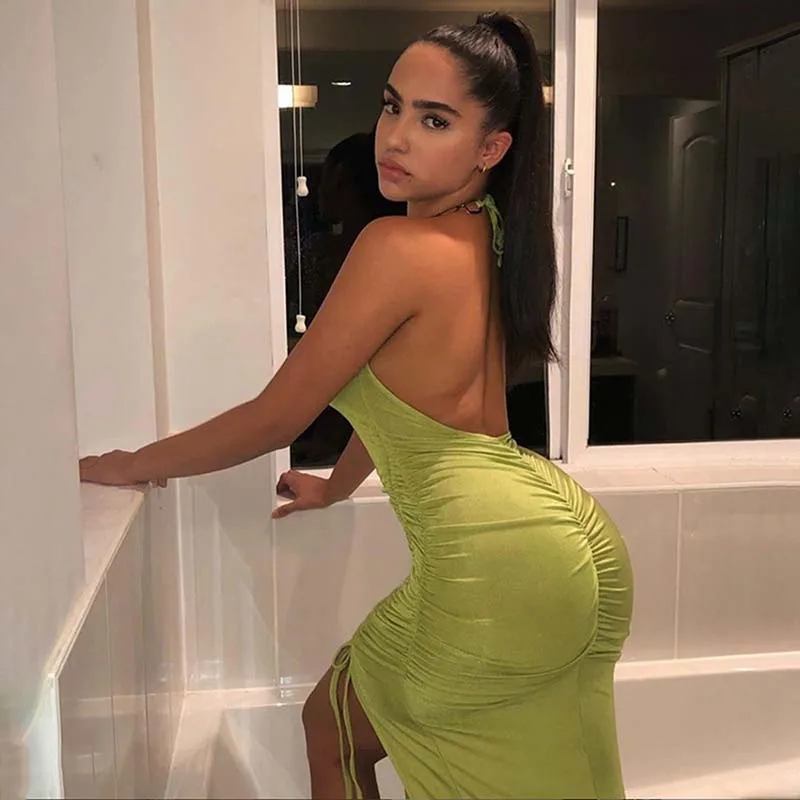 

Dresses For Women Party Dress Backless High Waist Summer Dresses 2021 Split Vintage Fashion Women Party Dresses Ladies Robe
