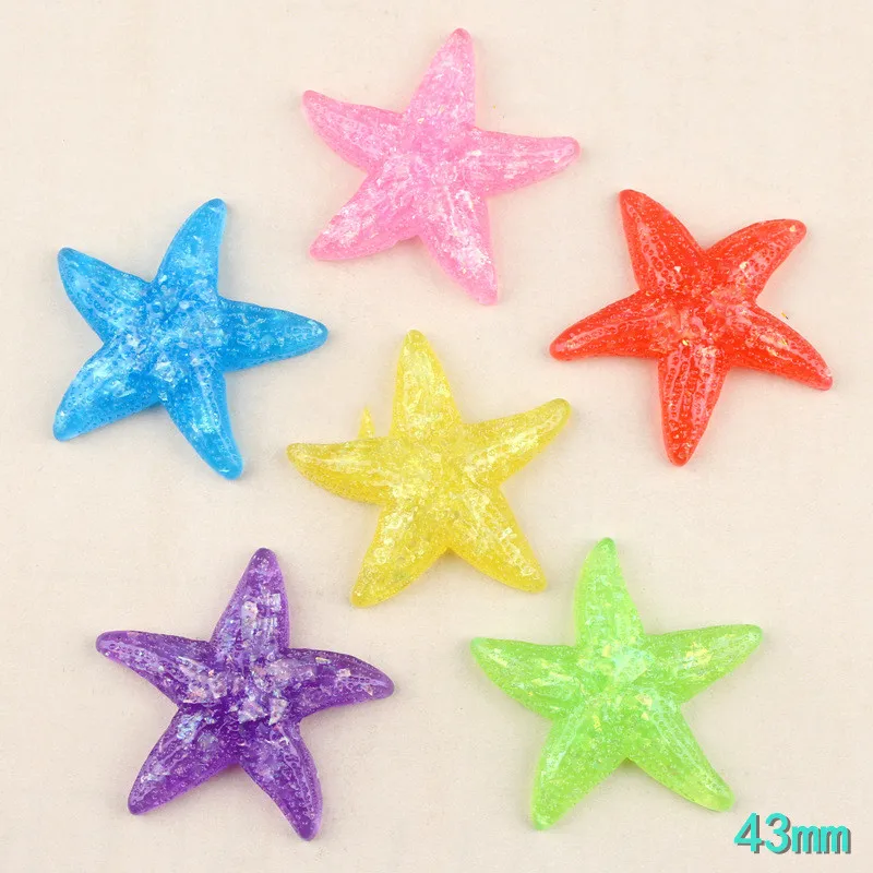 Бесплатная доставка 10 шт. 43 мм яркие цвета блестящие морская звезда кабошон из