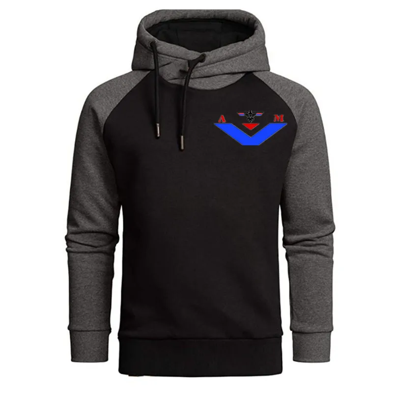 

Autumn and winter new men's contrast color outdoor fitness sports hoodie casual fashion pullover