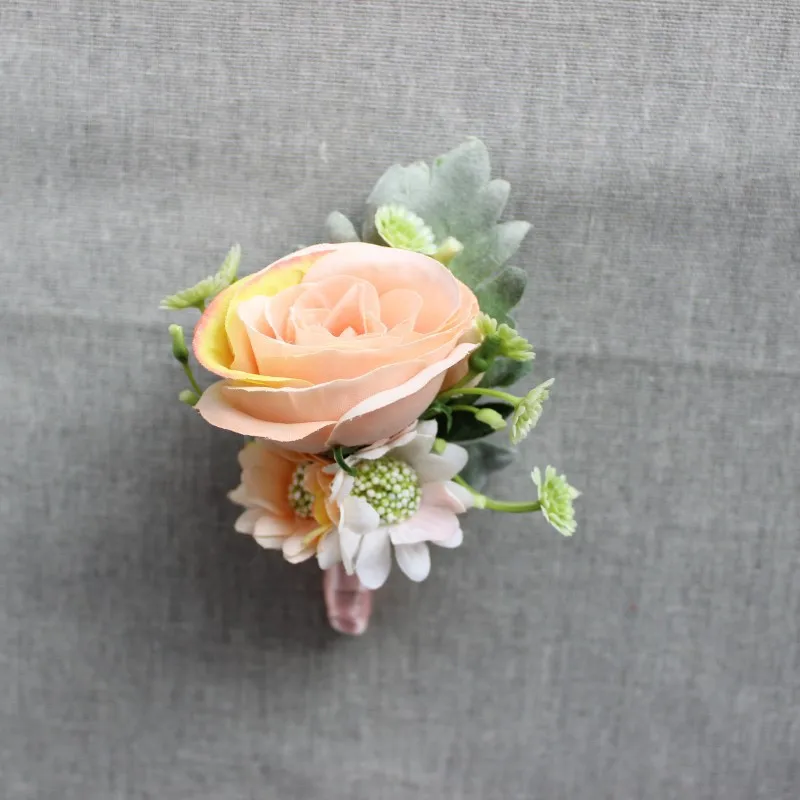 Искусственный Шелковый цветок розы Свадебные Мужские цветы бутоньерка для