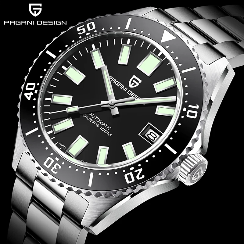 

PAGANI DESIGN Для Мужчин's Наручные часы от топ бренда 100 м Водонепроницаемый автоматические часы сапфир Стекло механические часы Relogio Masculino