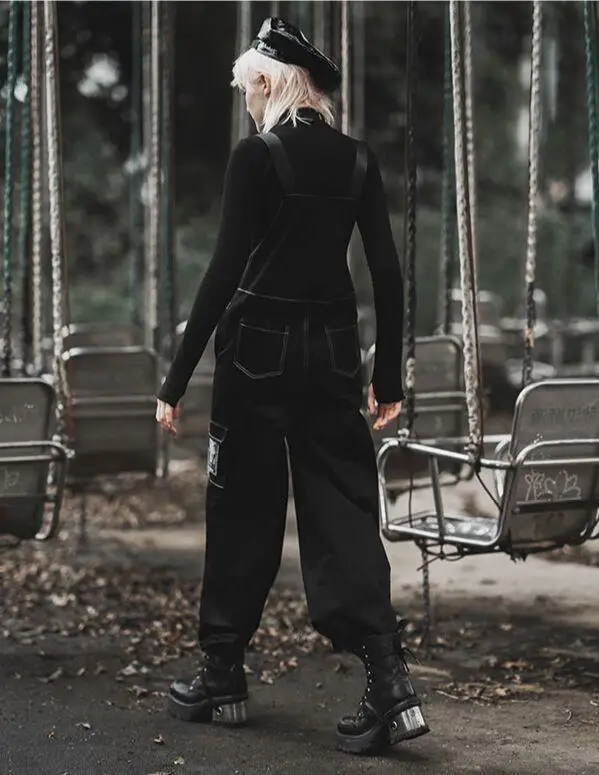 Панк рейв женские готические прямые свободные подтяжки брюки карго PK-324XC |