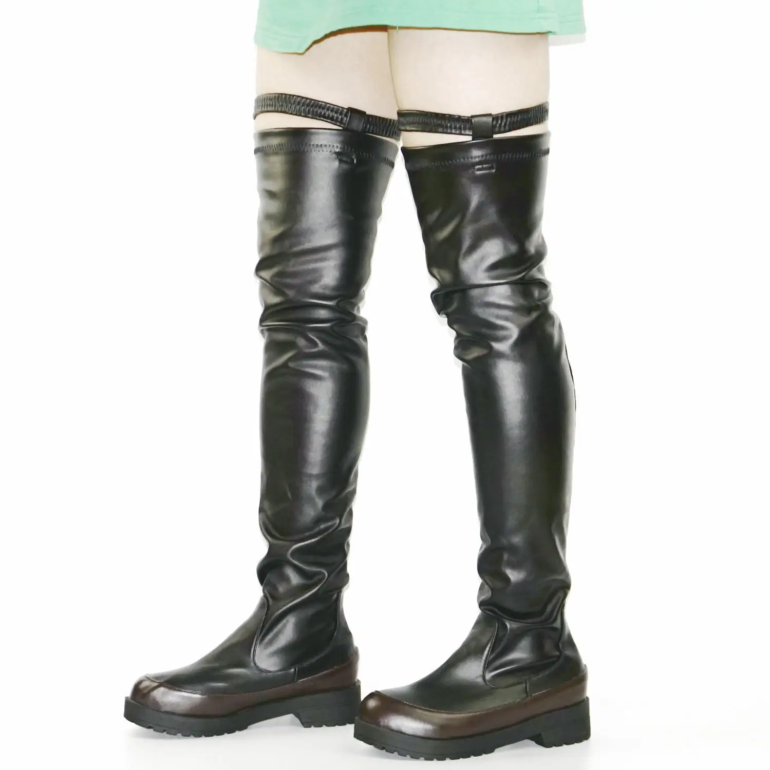 

Stretchy Fashion Sneakers Women Low Heels Over The Knee High Motorcycle Boots Female Round Toe Slim Leg Platform Oxfords Shoes