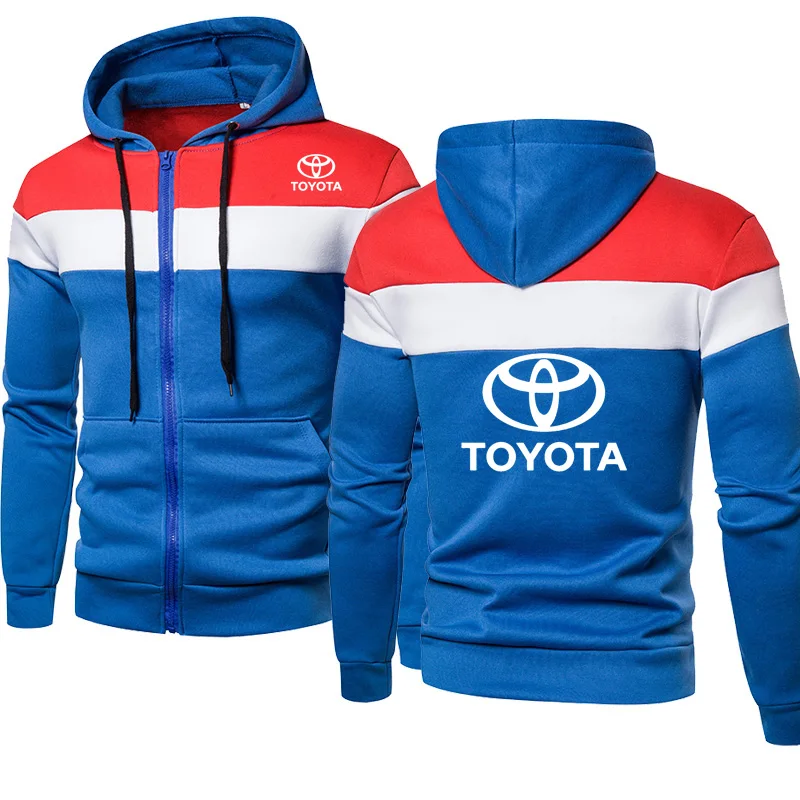 

Casual Men's jackets Toyota Car Logo Printing Spring Autumn Splicing Men's Zip Jacket High Quality Cotton Men Sportswear