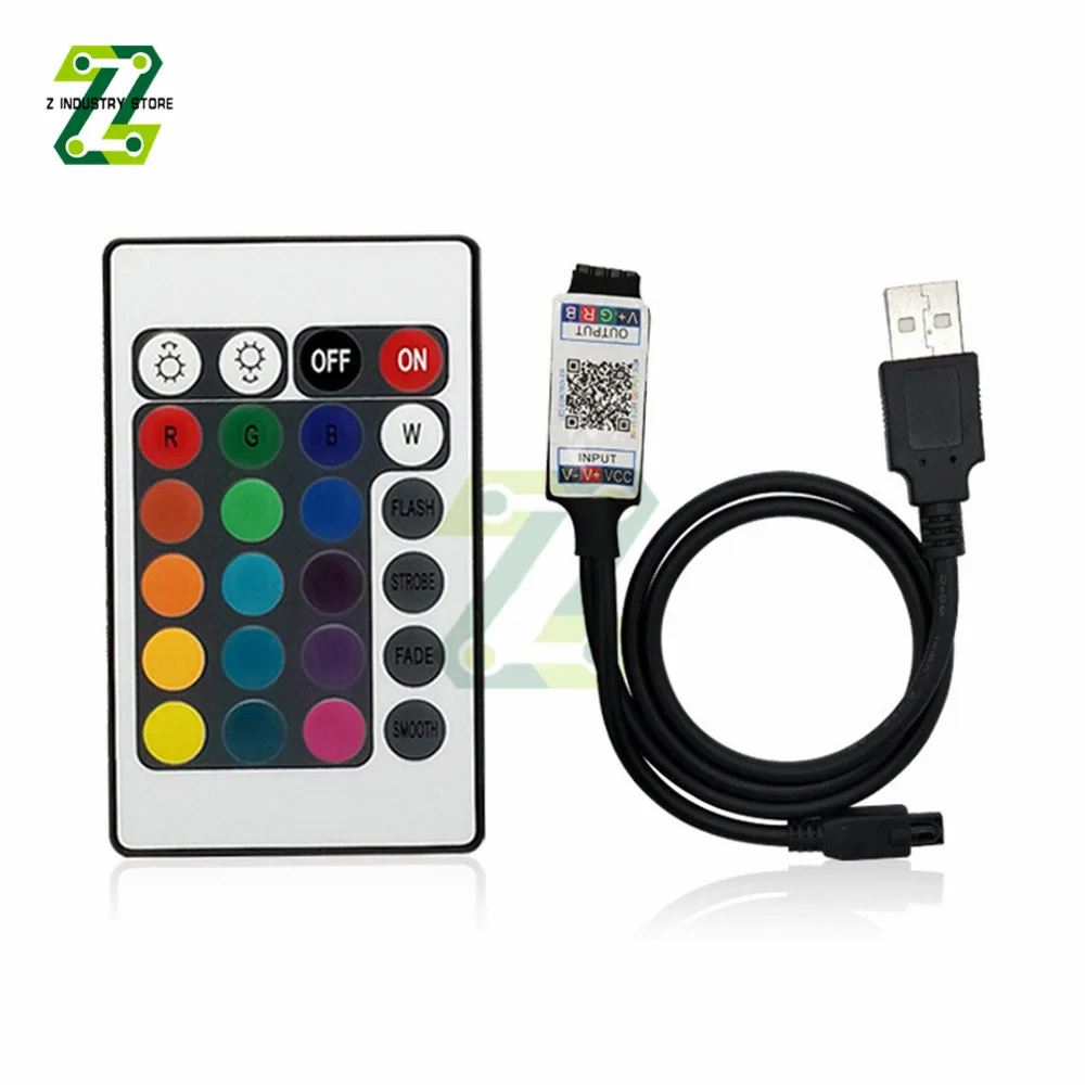 

Пульт дистанционного светодиодный для светодиодной ленты, Одноцветный контроллер для домашсветильник освещения, совместим с Bluetooth, 24 клави...