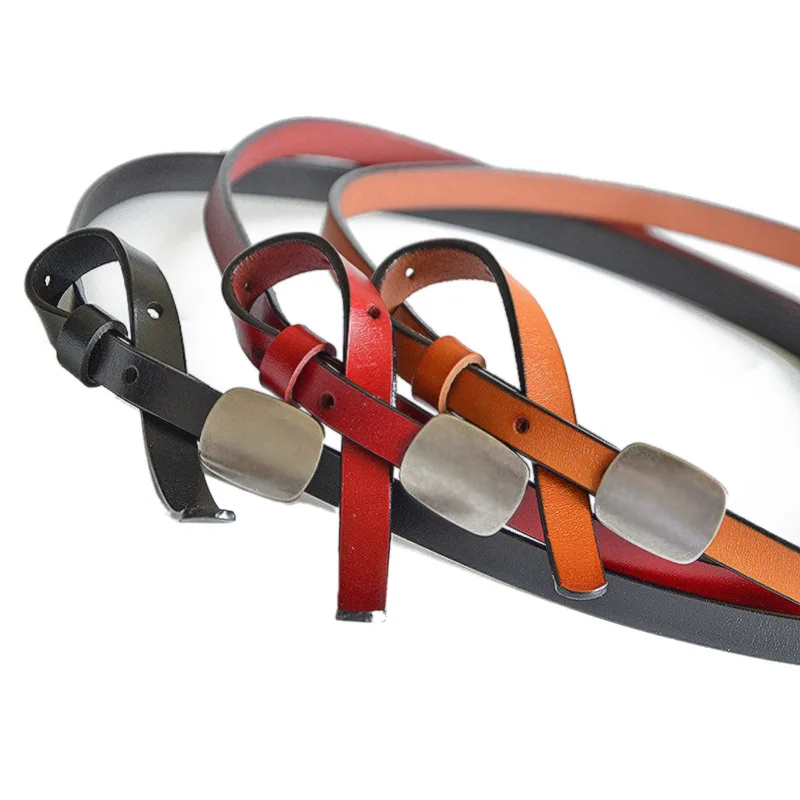 

Oluolin 2021 Новая Женская Ретро Матовая застежка из натуральной воловьей кожи тонкий пояс модный разноцветный декоративный ремень Женская цепо...