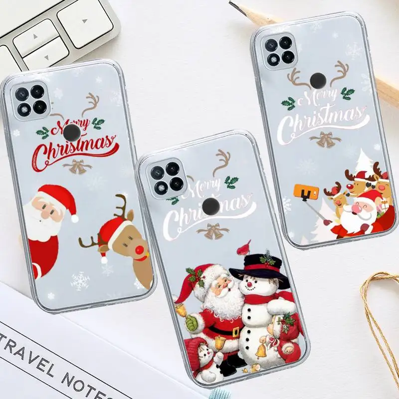

christmas Santa Claus deer Phone Case Transparent for Xiaomi redmi note 8 9 10 11 t lite pro ultra mix 4 k40