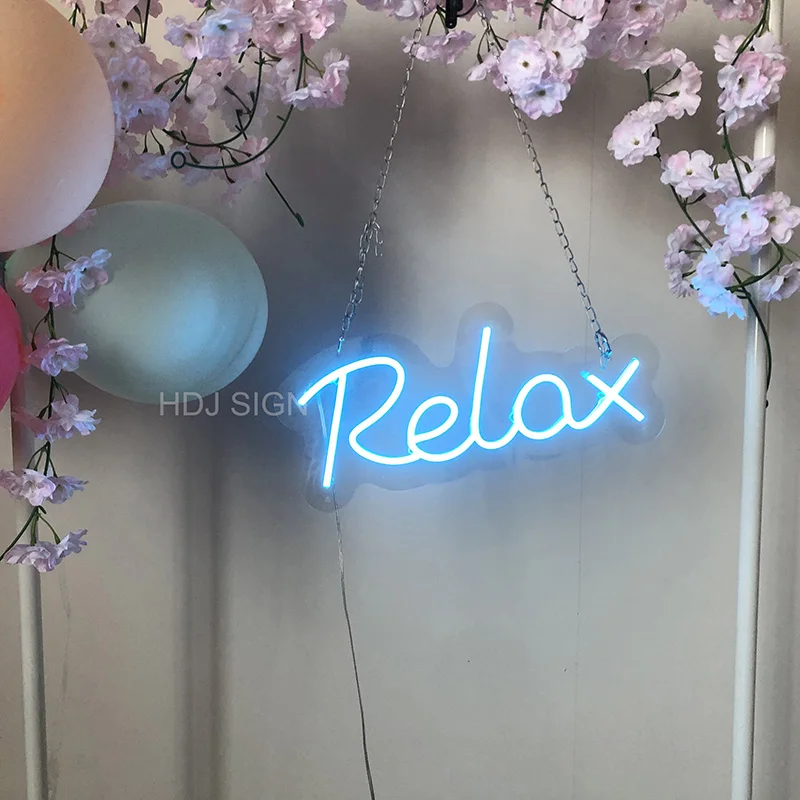 

LED Neon Sign relax Letter Night Lamp Room Signs Logo Custom Light Wall for Home Indoor Bar Birthday Party Pub Bedroom Decor